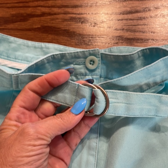 Liz Claiborne sport women’s cotton aqua shorts / adjustable front belt size 12 - Picture 3 of 8